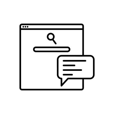 Web simgesinde ara. Ağ için düz resim. Çizgi vuruş. Beyaz arkaplanda izole edilmiş basit bir sembol. Taslak vektör eps10