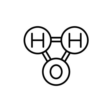 Molekül düz simge. Ağ için piktogram. Çizgi vuruş. Atom sembolü beyaz arkaplanda izole edildi. Vektör Eps10
