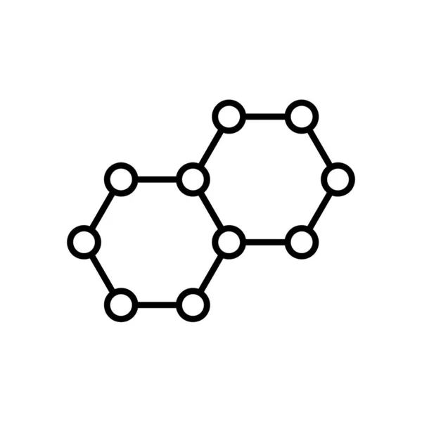 Molekylär Platt Ikon Piktogram För Webben Linjeslag Atom Symbol Isolerad — Stock vektor
