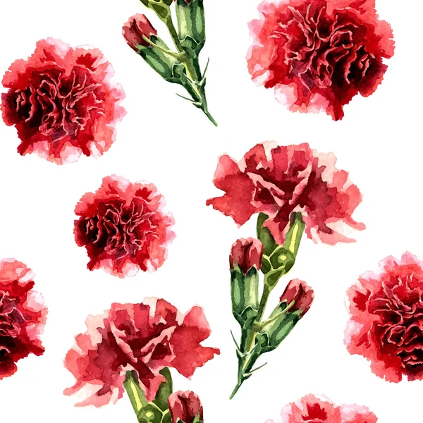 Seamless pattern with watercolor carnation flowers — Stock Photo, Image