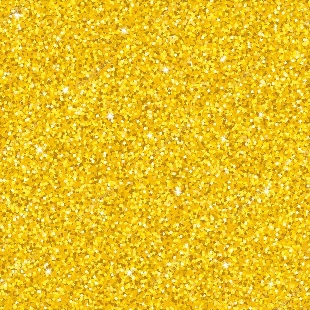 Seamless gold glitter texture isolated on golden background. Sparkle sequin  tinsel yellow bling. Stock Illustration