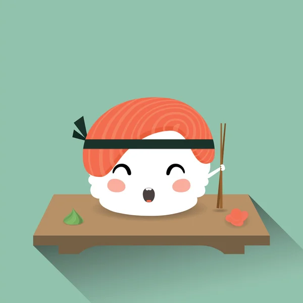 Lindo sushi de dibujos animados — Vector de stock