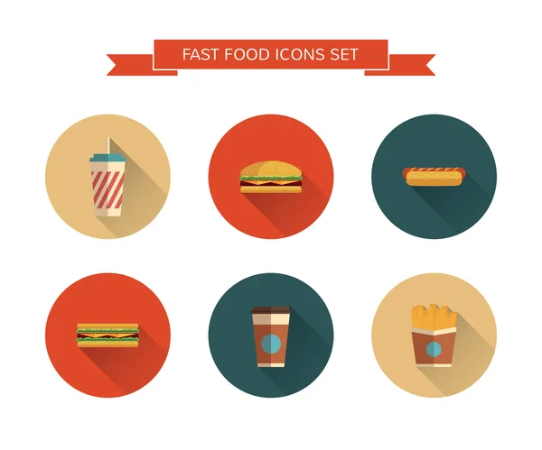 Conjunto de iconos de comida rápida — Vector de stock