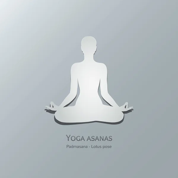 Asanas de yoga. Padmasana. Postura de loto . — Vector de stock