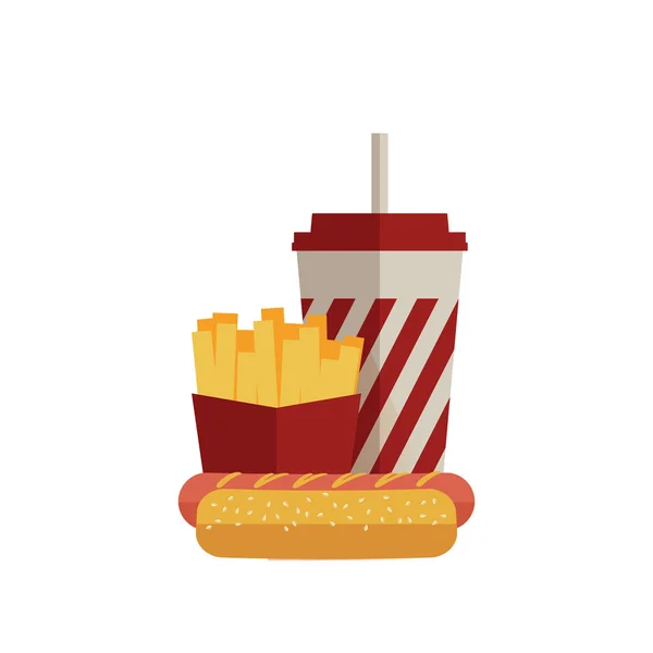 Almoço fast food em design plano — Vetor de Stock