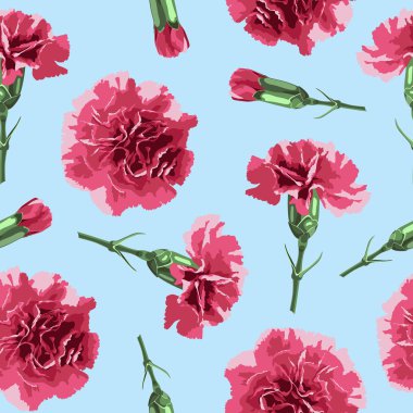 Seamless pattern carnations flowers. clipart