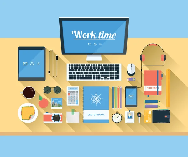 Illustration of modern workspace. — Stock Vector