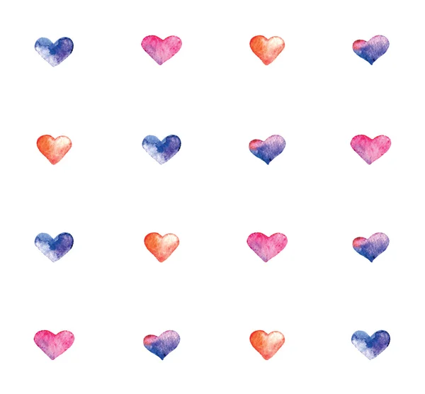 Mønster med akvarel hjerter – Stock-vektor