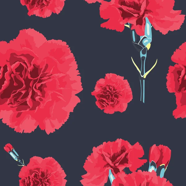 Seamless pattern carnations flower. — Stock Vector