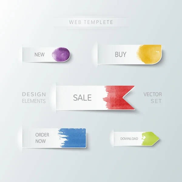 Elementos de design de papel abstrato aquarela —  Vetores de Stock