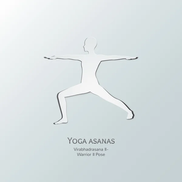 Asanas de yoga. .. Virabhadrasana dos . — Vector de stock