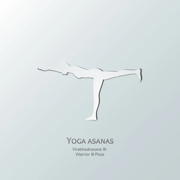 Asanas de yoga. .. Virabhadrasana tres . — Vector de stock