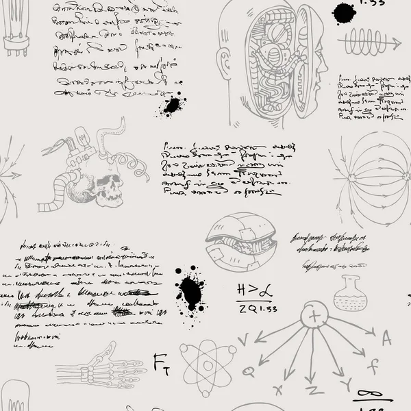 Formülleri Notları Olan Bir Bilim Adamının Günlüğünden Eskiz Tarzında Kusursuz — Stok fotoğraf