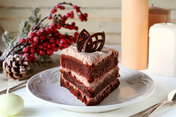 Piece of chocolate cake — Stock Photo, Image