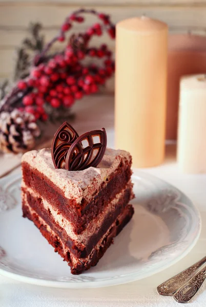 Pedazo de pastel de chocolate —  Fotos de Stock