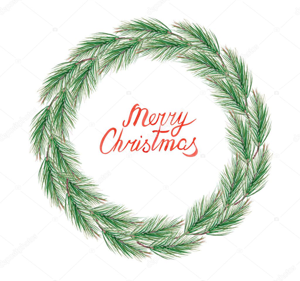 Festive quark wreath for new year and christmas isolated on white background.
