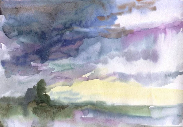 suluboya manzara. Yağmur bulutların üzerinde toplandı.