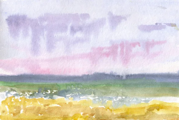 水彩画 海景描写 夏の日 — ストック写真