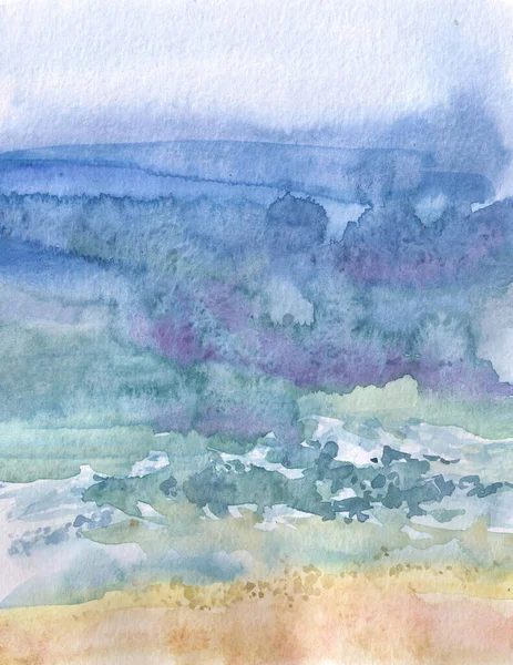 Aquarelle Illustration Paysage Marin Représentant Dayn Somme — Photo