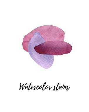 El çizimi siyah mürekkep ve beyaz arka planda izole edilmiş lekelerin suluboya bileşimi