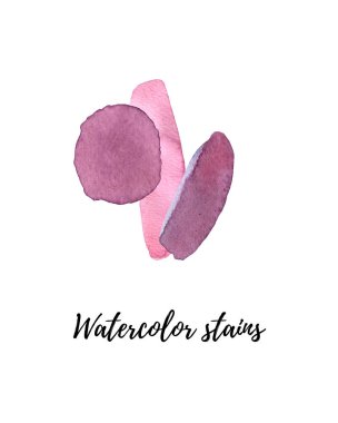 El çizimi siyah mürekkep ve beyaz arka planda izole edilmiş lekelerin suluboya bileşimi