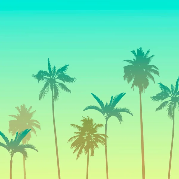 Векторна Ілюстрація Зображення Пальмових Дерев Теплий Літній Вечір — стоковий вектор