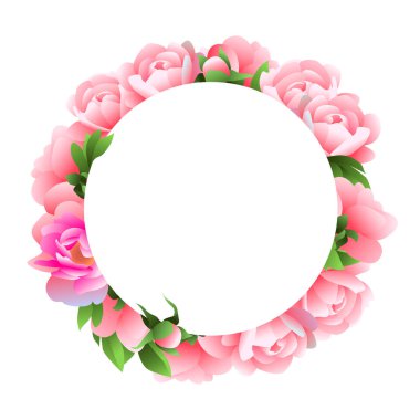 Pembe şakayıklardan oluşan zarif bir çelengin vektör görüntüsü