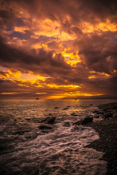 Яскравий Барвистий Захід Сонця Морі Після Грози Шторму — стокове фото