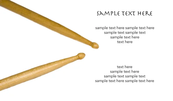 텍스트 흰색 배경으로 고립 된 드럼 스틱 — 스톡 사진