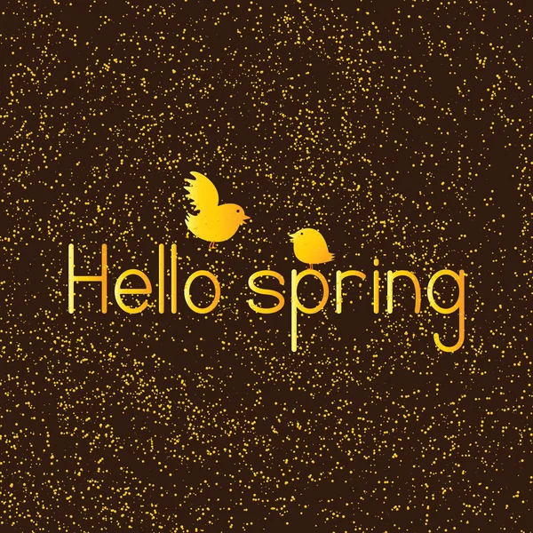 Ahoj jaro zlaté barevné nápisy — Stockový vektor