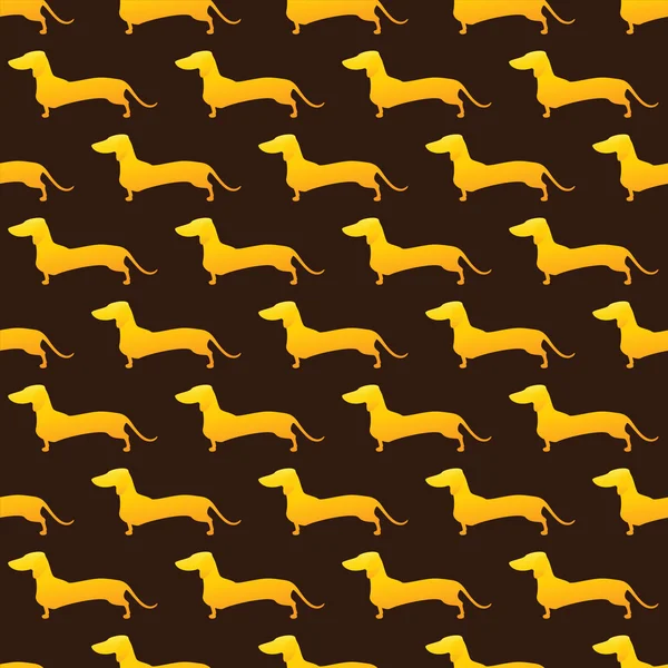 Pattern with golden dachshund — Stock Vector
