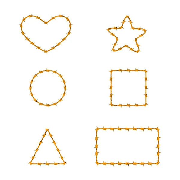 Ensemble de formes de fil barbelé rouillé Vecteurs De Stock Libres De Droits
