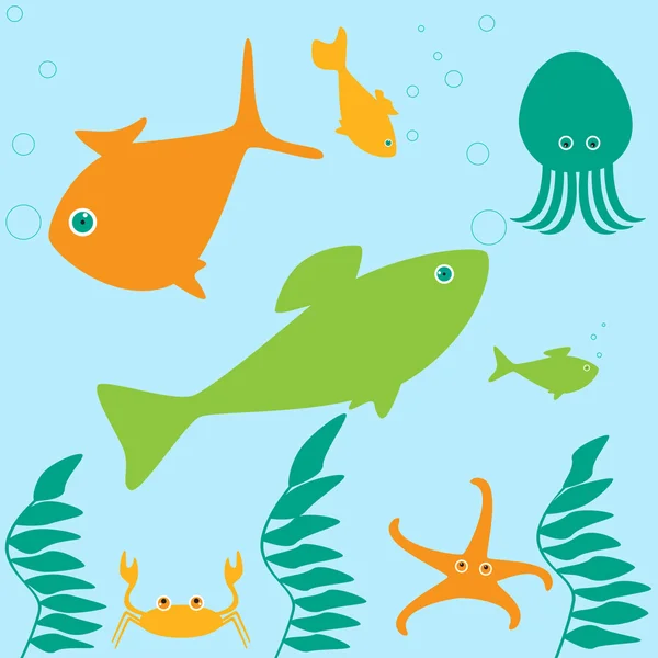 Marine life scene — Stock Vector