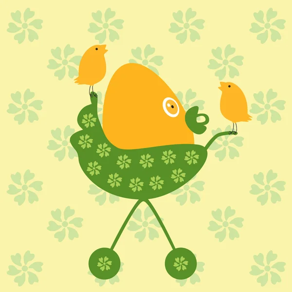 Egg in pram — Stock Vector