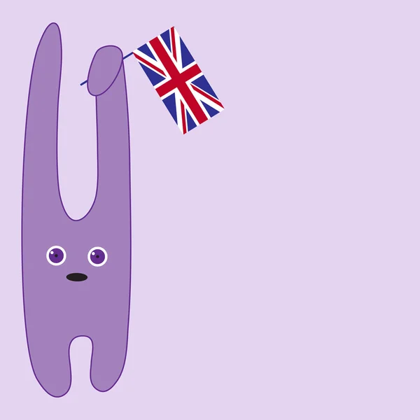 紫罗兰色的兔子来英国国旗 — 图库矢量图片