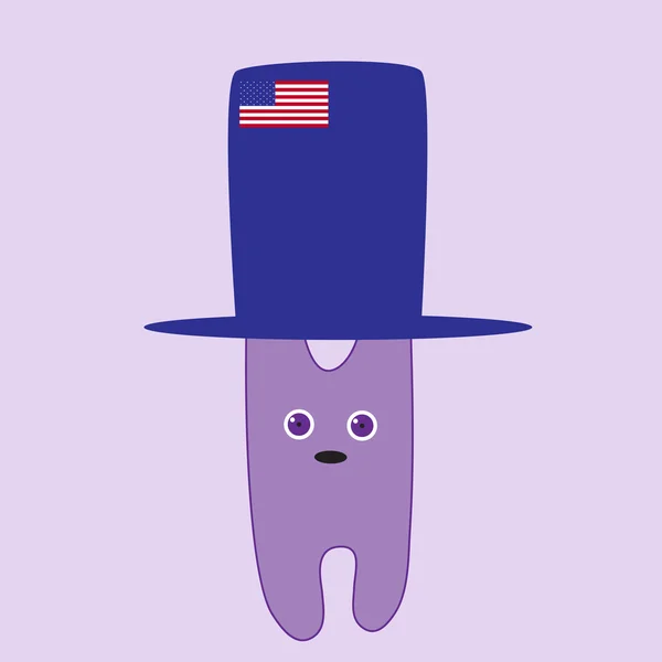 Bunny i hatt med amerikanska flaggan på det — Stock vektor