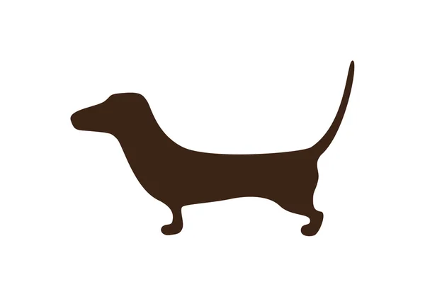 Silueta marrón Dachshund — Vector de stock