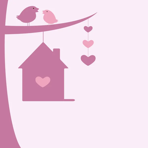 Valentine's day background with two birds — Stock Vector
