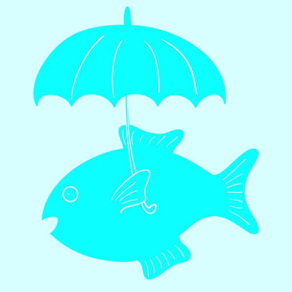 Fish and umbrella — Stock Vector