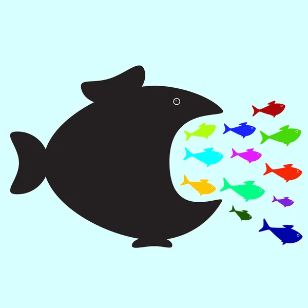 Grote en kleine vissen — Stockvector