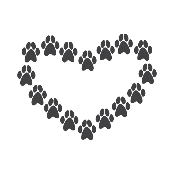 Paw prints hart — Stockvector