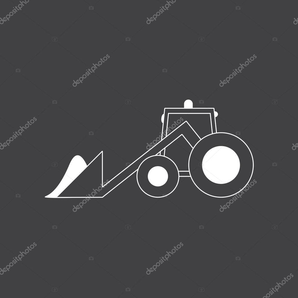 Grey cartoony tractor with snowdrift in plow. Logo template