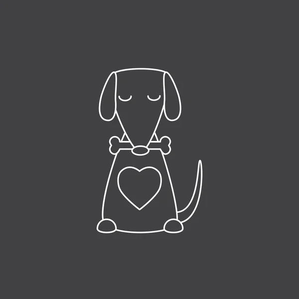 Perro con hueso — Vector de stock