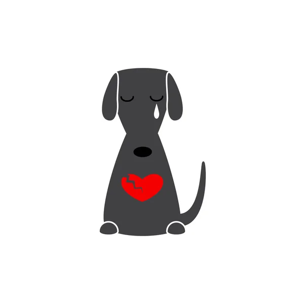 Σκύλος με σπασμένη καρδιά — Διανυσματικό Αρχείο