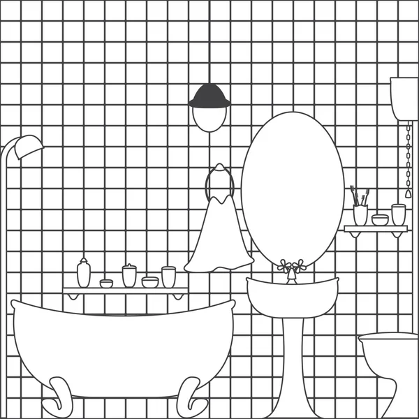 复古浴室内 — 图库矢量图片