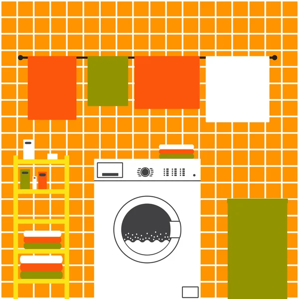 Orange laundry interior — Stock Vector