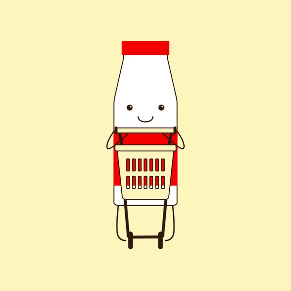 Milk bottle and shopping cart — Stock Vector