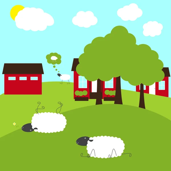Sheep on fancy farm — Stock Vector