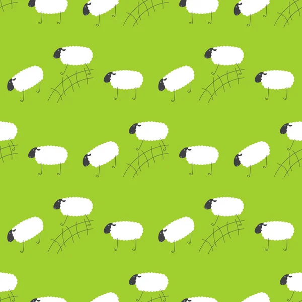 Pattern with jumping sheep — Stock Vector