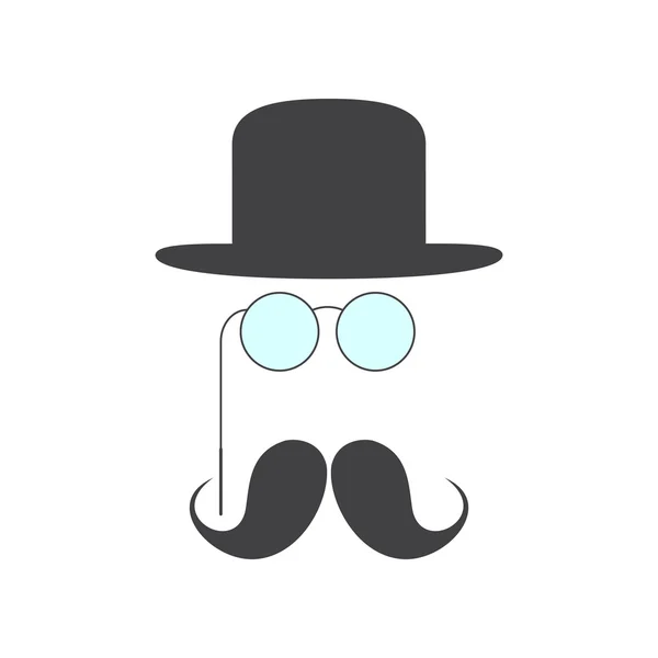 Pince-nez, mustache and hat — Stock Vector